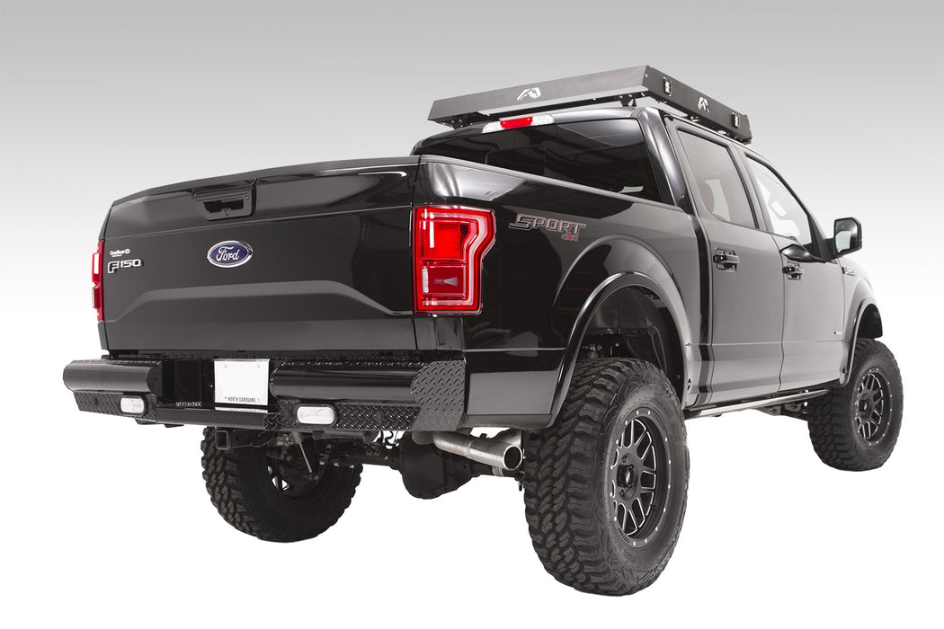 Fab Fours FF15-T3250-1 Black Steel Ranch Rear Bumper; 2 Stage Black Powder Coated; - Truck Part Superstore