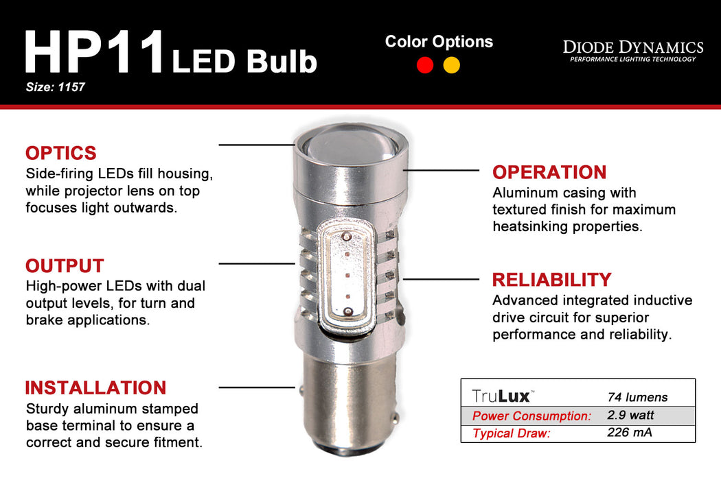 Diode Dynamics DD0010S 1157 LED Bulb HP11 LED Amber Single Diode Dynamics - Truck Part Superstore
