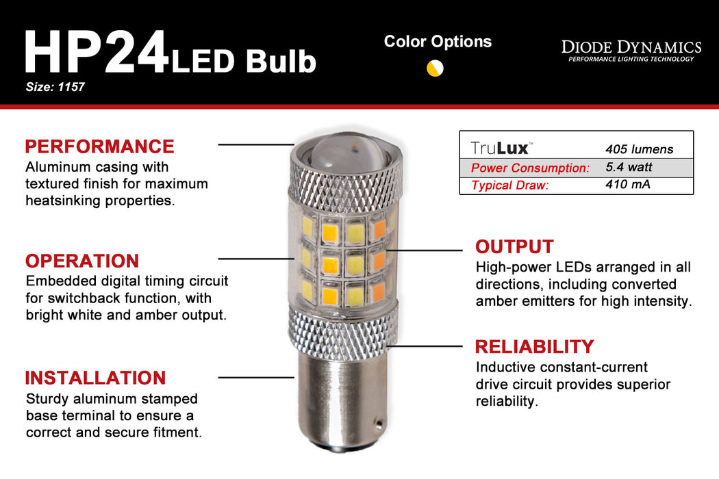 Diode Dynamics DD0012P 1157 LED Bulb HP24 Dual-Color LED Cool White Pair Diode Dynamics - Truck Part Superstore
