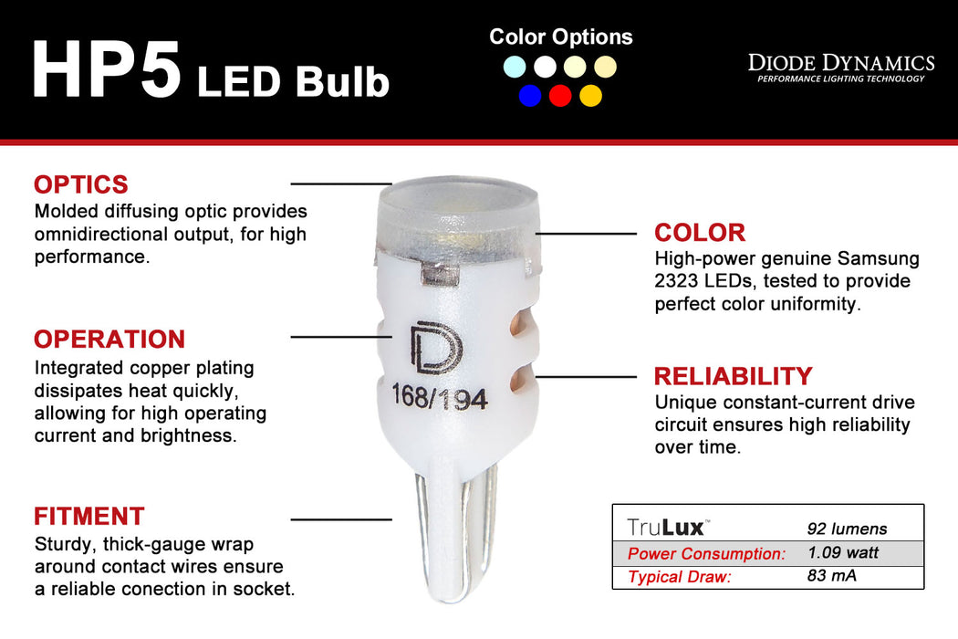 Diode Dynamics DD0025P 194 LED Bulb HP5 LED Amber Pair Diode Dynamics - Truck Part Superstore