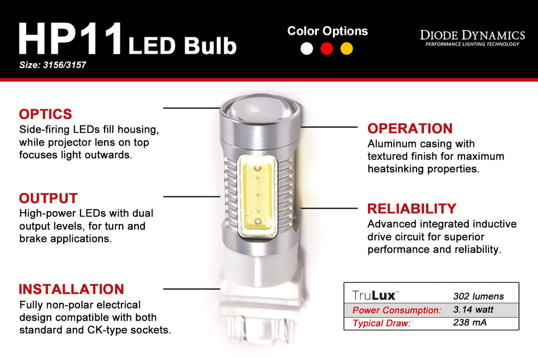 Diode Dynamics DD0051S 3157 LED Bulb HP11 LED Red Single Diode Dynamics - Truck Part Superstore