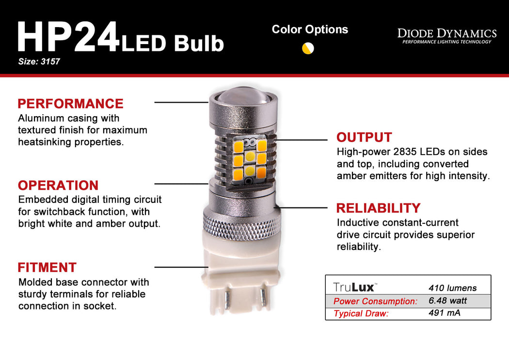 Diode Dynamics DD0053S 3157 LED Bulb HP24 Dual-Color LED Cool White Single Diode Dynamics - Truck Part Superstore