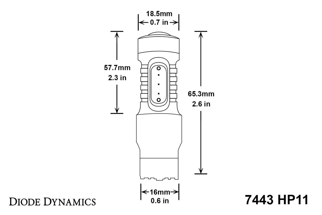 Diode Dynamics DD0107P 7443 LED Bulb HP11 LED Amber Pair Diode Dynamics - Truck Part Superstore