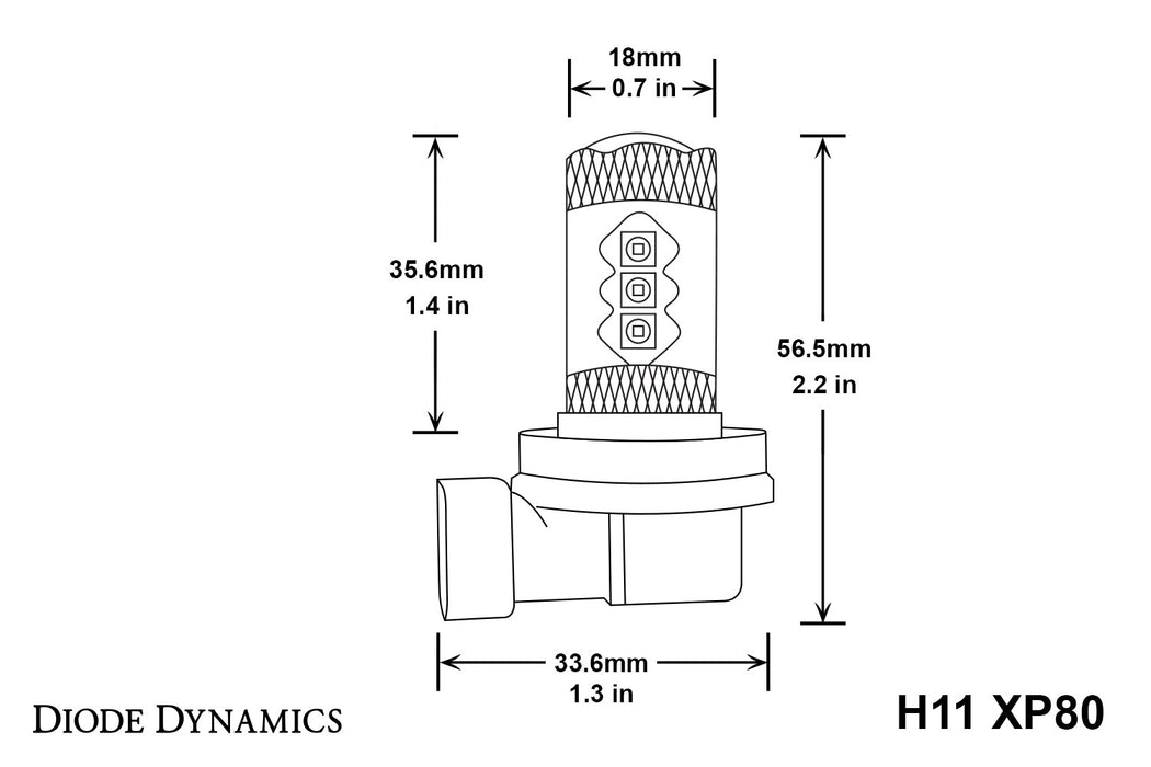 Diode Dynamics DD0165P H11 XP80 LED Cool White Pair Diode Dynamics - Truck Part Superstore