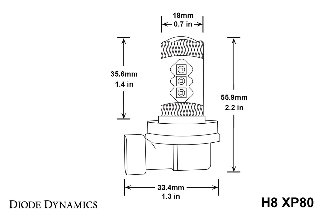 Diode Dynamics DD0187P H8 XP80 LED Cool White Pair Diode Dynamics - Truck Part Superstore