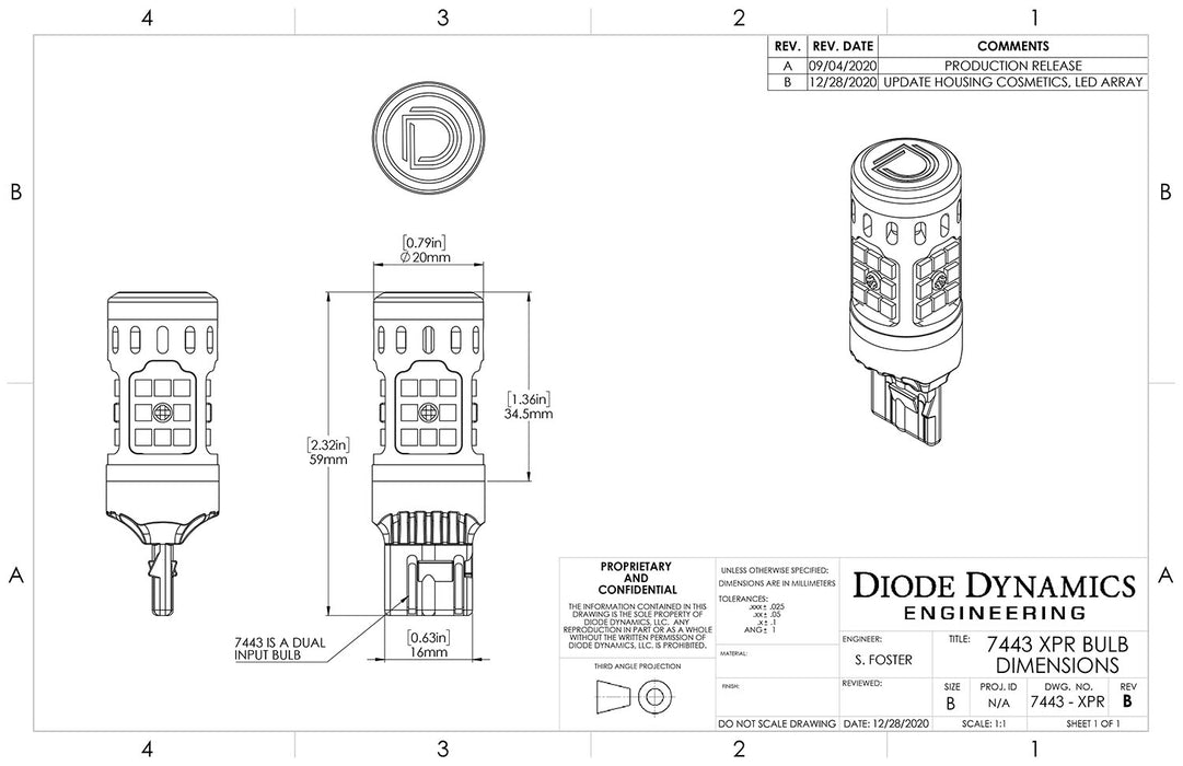 Diode Dynamics DD0386S 7443 XPR LED Bulb Cool White Single Diode Dynamics - Truck Part Superstore