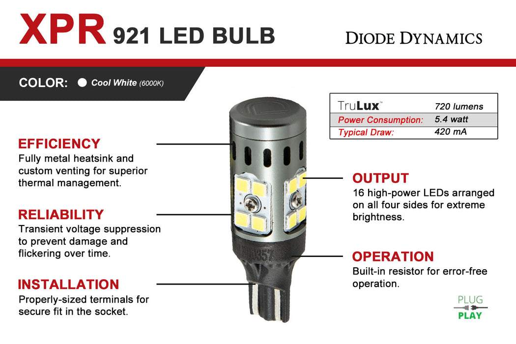 Diode Dynamics DD0394P 921 XPR LED Bulb Cool White Pair Diode Dynamics - Truck Part Superstore