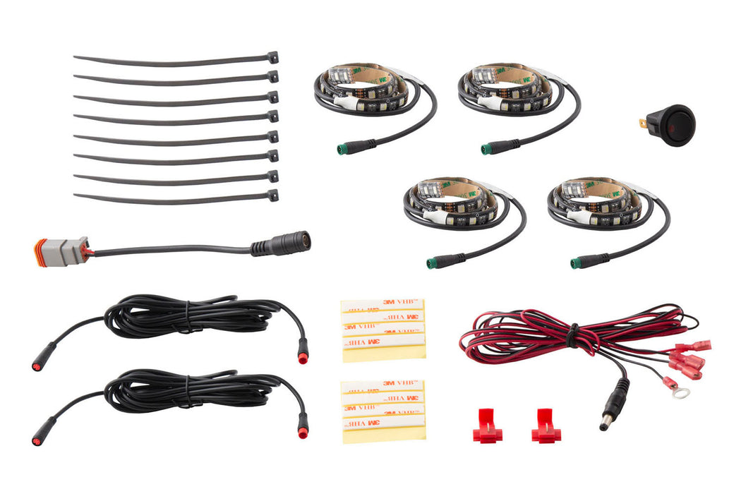 Diode Dynamics DD0443 RGBW Footwell Strip Kit 4pc Multicolor Diode Dynamics - Truck Part Superstore