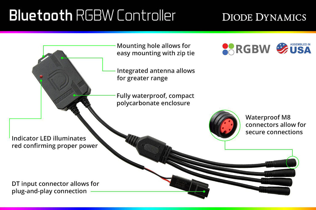 Diode Dynamics DD3066 Bluetooth RGBW M8 Controller 1ch Diode Dynamics - Truck Part Superstore