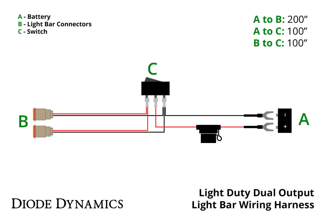 Diode Dynamics DD4033 Light Duty Dual Output Light Bar Wiring Harness Diode Dynamics - Truck Part Superstore