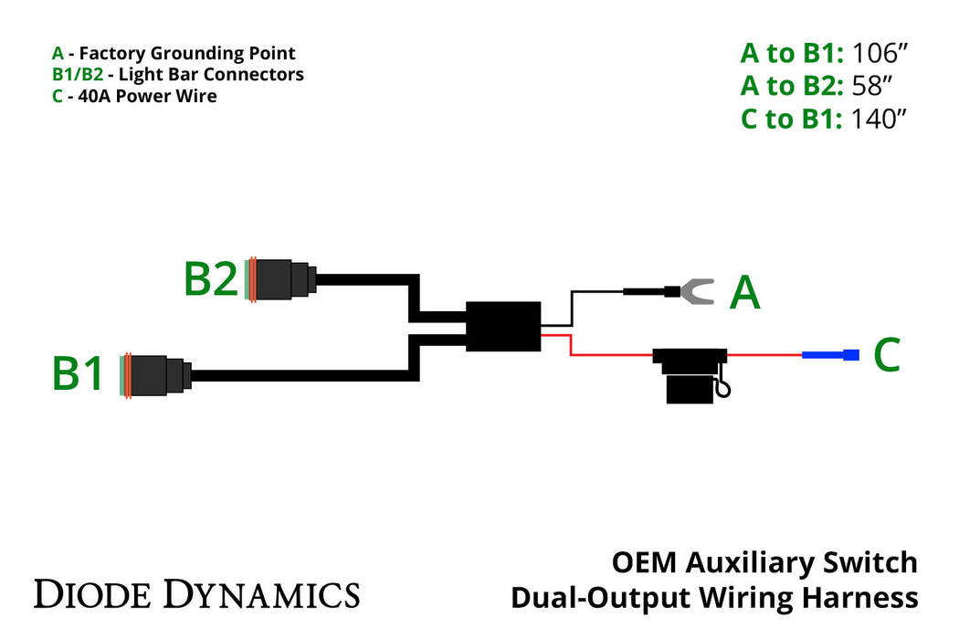 Diode Dynamics DD4056 OEM Auxiliary Switch Dual-Output Wiring Harness Diode Dynamics - Truck Part Superstore