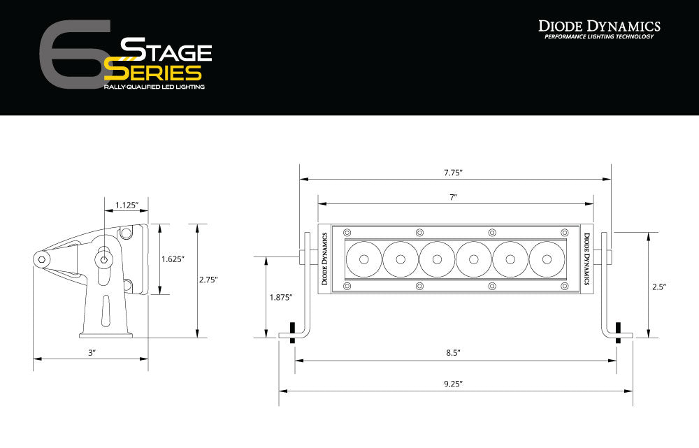 Diode Dynamics DD5036S 6 Inch LED Light Bar Single Row Straight SS6 Amber Driving Light Bar Single Diode Dynamics - Truck Part Superstore