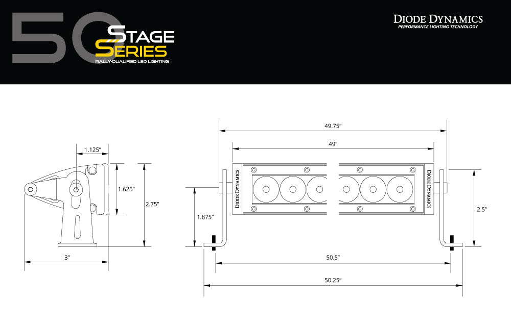 Diode Dynamics DD5043 50 Inch LED Light Bar Amber Driving Light Bar Stealth Series Diode Dynamics - Truck Part Superstore