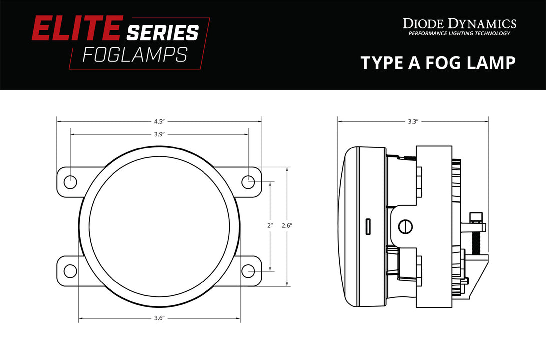 Diode Dynamics DD5128P Elite Series Type A Fog Lamps, White Pair Diode Dynamics - Truck Part Superstore