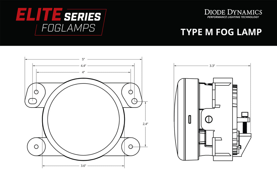 Diode Dynamics DD5130P Elite Series Type M Fog Lamps, White Pair Diode Dynamics - Truck Part Superstore