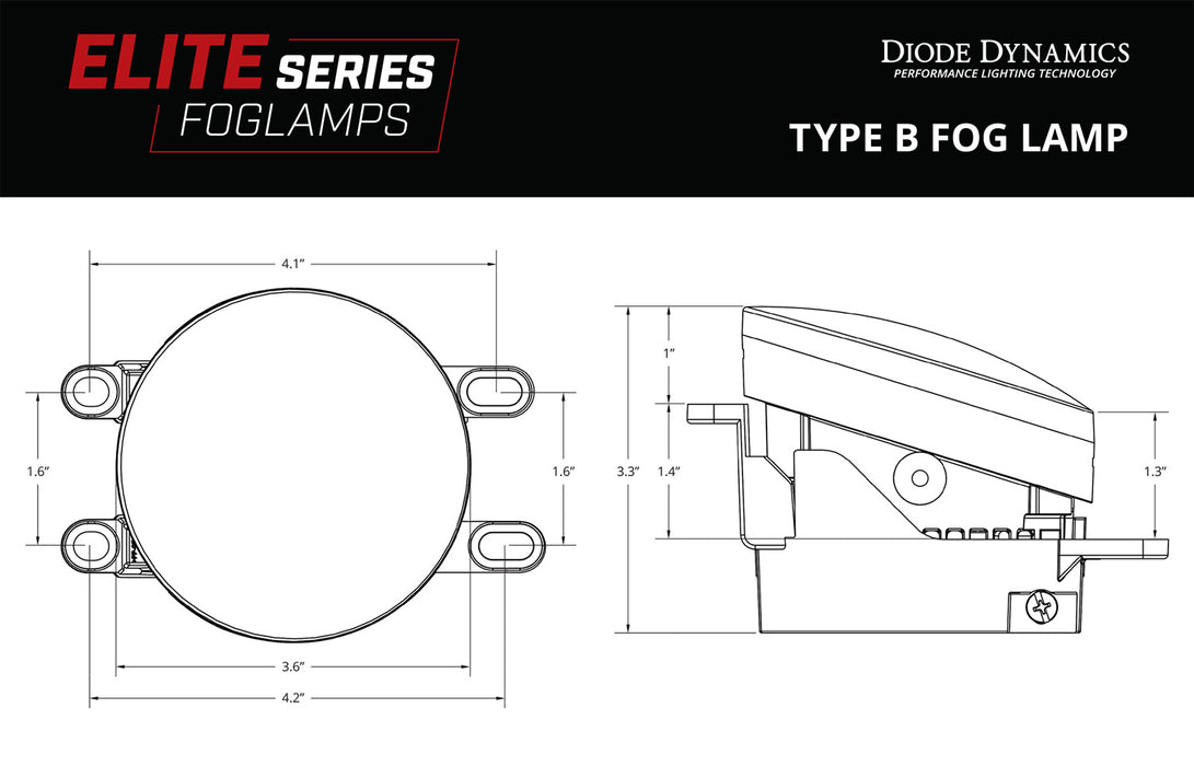 Diode Dynamics DD5134P Elite Series Type B Fog Lamps, White Pair Diode Dynamics - Truck Part Superstore