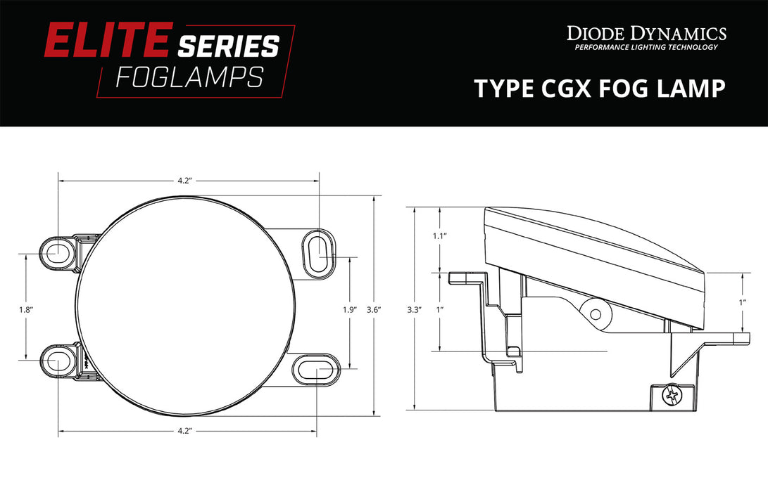 Diode Dynamics DD5143P Elite Series Type CGX Fog Lamps, Yellow Pair Diode Dynamics - Truck Part Superstore