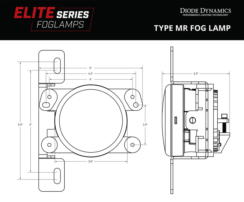 Diode Dynamics DD5163P Elite Series Type MR Fog Lamps, White Pair Diode Dynamics - Truck Part Superstore