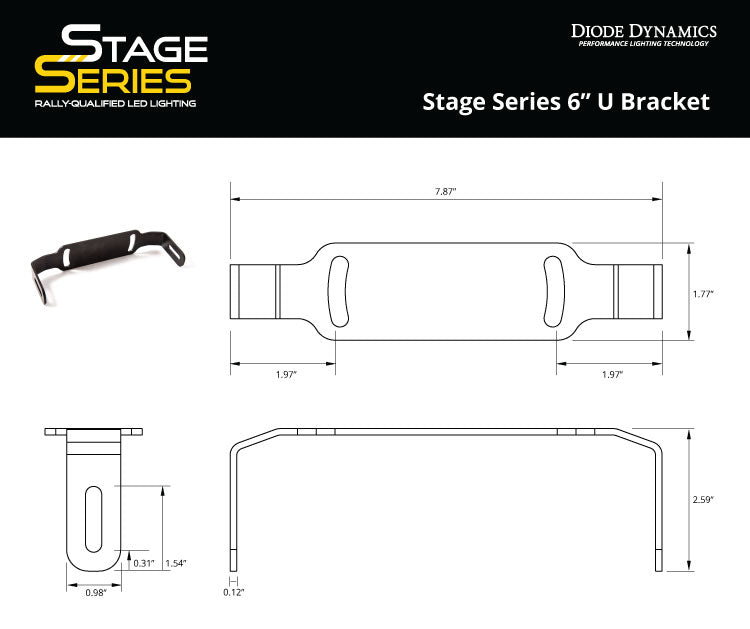 Diode Dynamics DD6001S Stage Series 6 Inch U Bracket Single Diode Dynamics - Truck Part Superstore