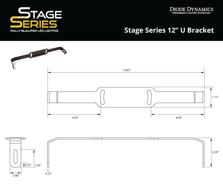 Diode Dynamics DD6002S Stage Series 12 Inch U Bracket Single Diode Dynamics - Truck Part Superstore
