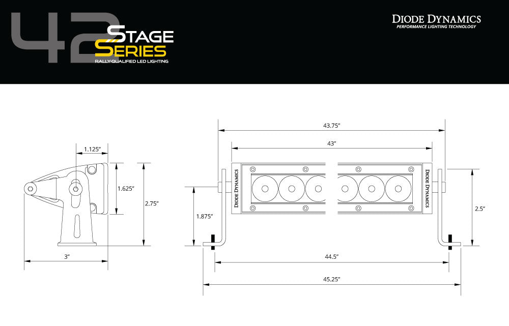 Diode Dynamics DD6046 42 Inch LED Light Bar  Single Row Straight Amber Flood Each Stage Series Diode Dynamics - Truck Part Superstore