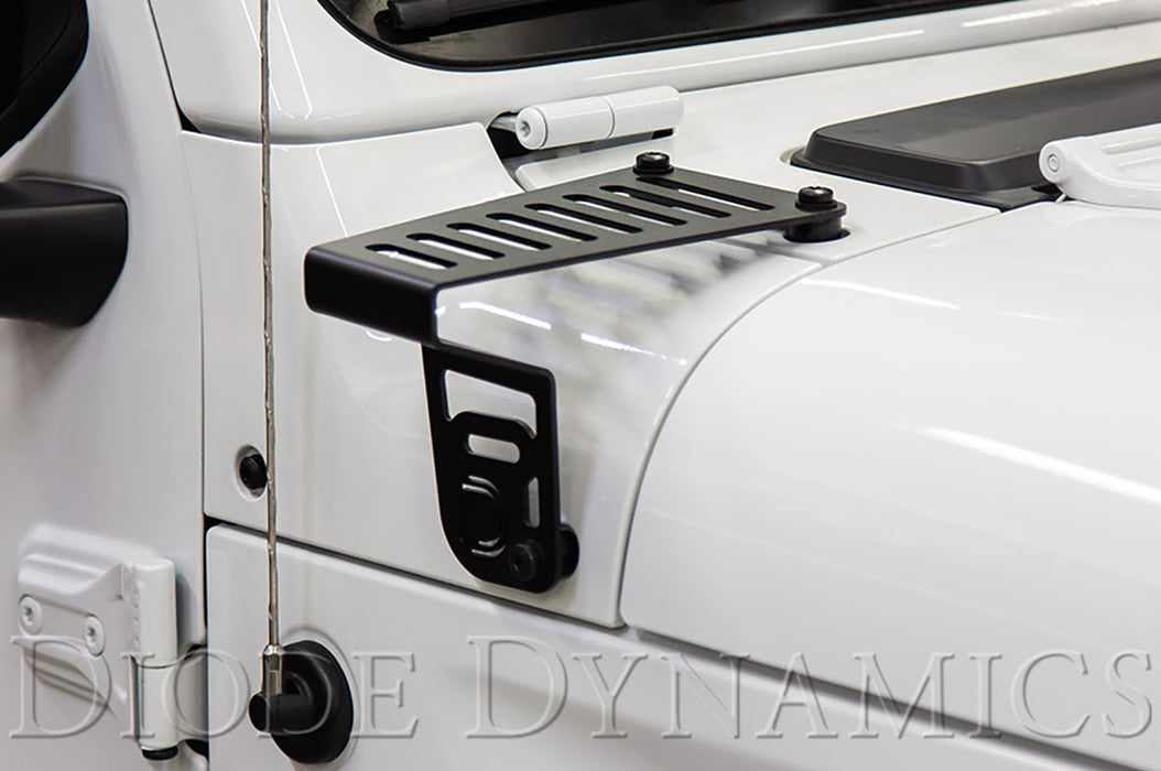 Diode Dynamics DD6093 SS6 Cowl LED Bracket Kit for 2018-2021 Jeep JL Wrangler/Gladiator, White Flood - Truck Part Superstore