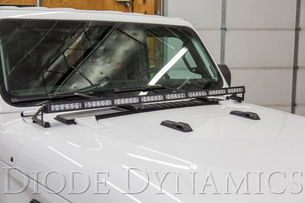 Diode Dynamics DD6108 SS50 Hood LED Light Bar Kit for 2018-2021 Jeep JL Wrangler/Gladiator, Amber Flood - Truck Part Superstore