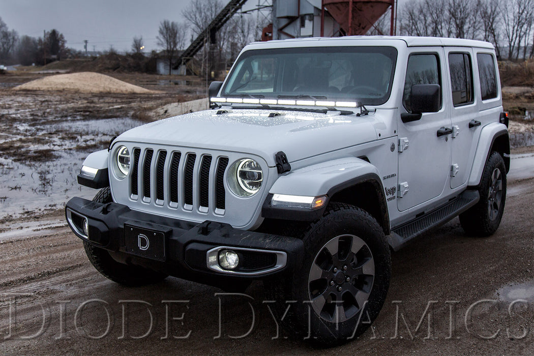 Diode Dynamics DD6109 SS50 Hood LED Light Bar Kit for 2018-2021 Jeep JL Wrangler/Gladiator, Amber Combo - Truck Part Superstore