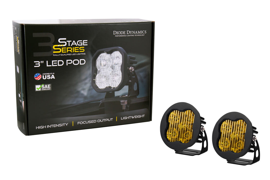 Diode Dynamics DD6142P Worklight SS3 Sport Yellow SAE Fog Round Pair Diode Dynamics - Truck Part Superstore