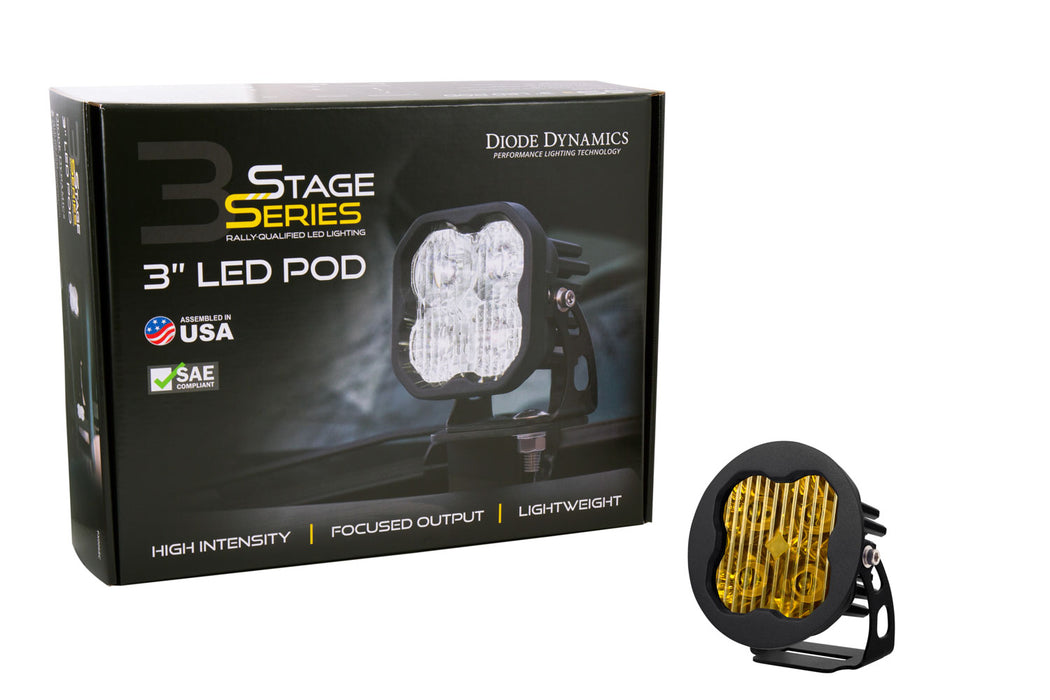Diode Dynamics DD6142S SS3 LED Pod Sport Yellow SAE Fog Round Single Diode Dynamics - Truck Part Superstore