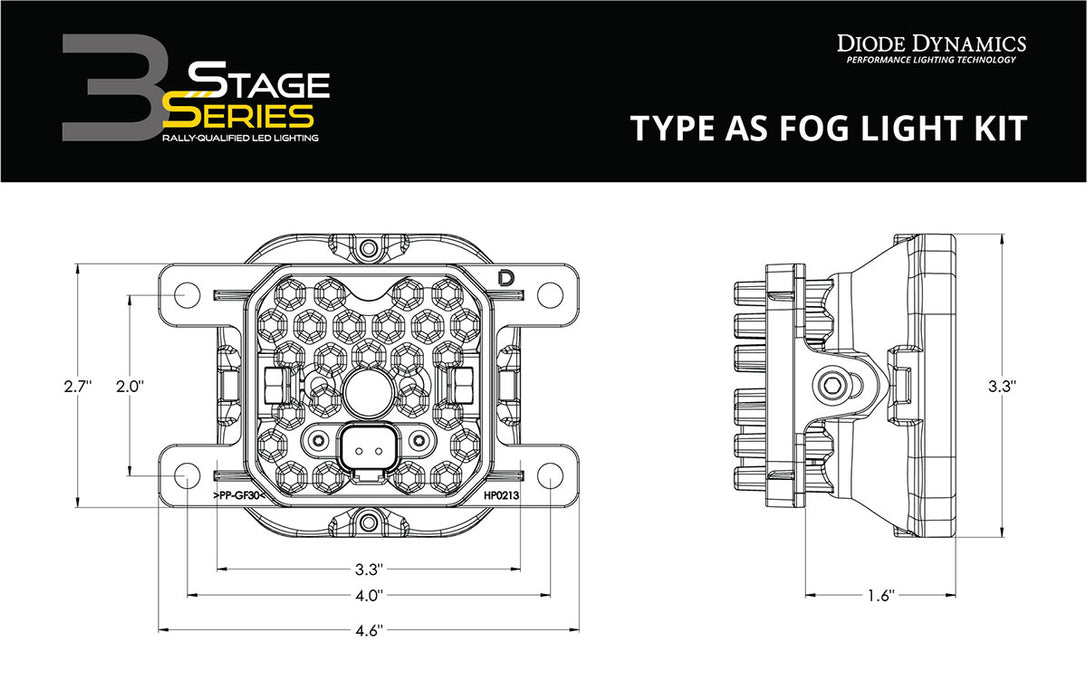Diode Dynamics DD6347 SS3 Pro Type AS Kit Yellow SAE Fog - Truck Part Superstore