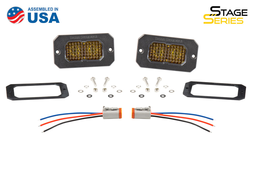 Diode Dynamics DD6438P Stage Series 2 Inch LED Pod, Pro Yellow Flood Flush ABL Pair - Truck Part Superstore