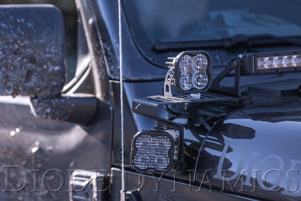 Diode Dynamics DD6556 SS3 Cowl LED Bracket Kit for 2018-2021 Jeep JL Wrangler/Gladiator, Yellow Pro - Truck Part Superstore