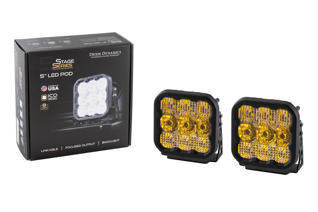Diode Dynamics DD6779P SS5 LED Pod Pro Yellow Flood Pair Diode Dynamics - Truck Part Superstore