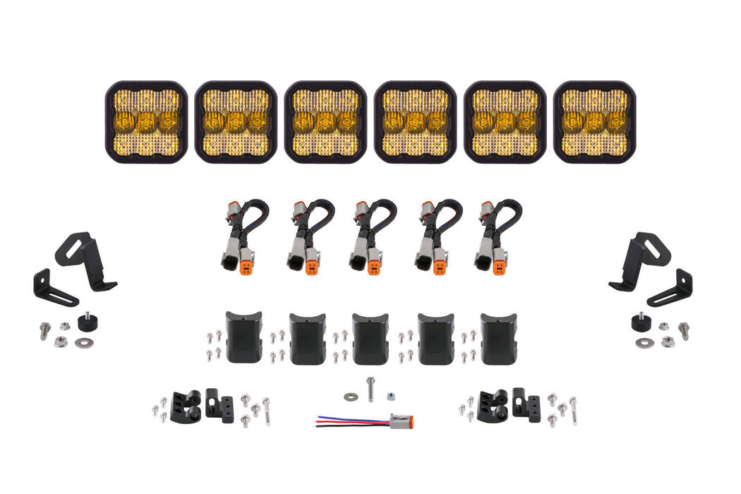 Diode Dynamics DD7245 SS5 Pro Universal CrossLink 6-Pod Lightbar Yellow Combo Diode Dynamics - Truck Part Superstore