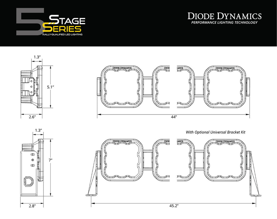 Diode Dynamics DD7246 SS5 Pro Universal CrossLink 7-Pod Lightbar White Combo Diode Dynamics - Truck Part Superstore