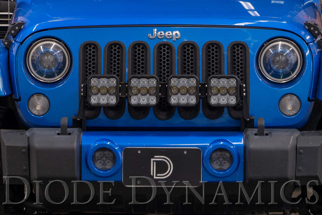 Diode Dynamics DD7273 Jeep JK SS5 4-Pod CrossLink Grille Lightbar Kit Pro Yellow Combo Diode Dynamics - Truck Part Superstore