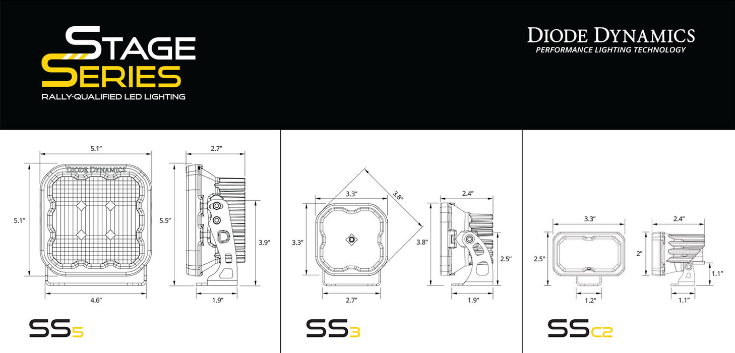 Diode Dynamics DD7389 Stage Series Ditch Light Kit for 2022 Toyota Tundra C2 Sport Diode Dymanics White Combo Diode Dymanics - Truck Part Superstore