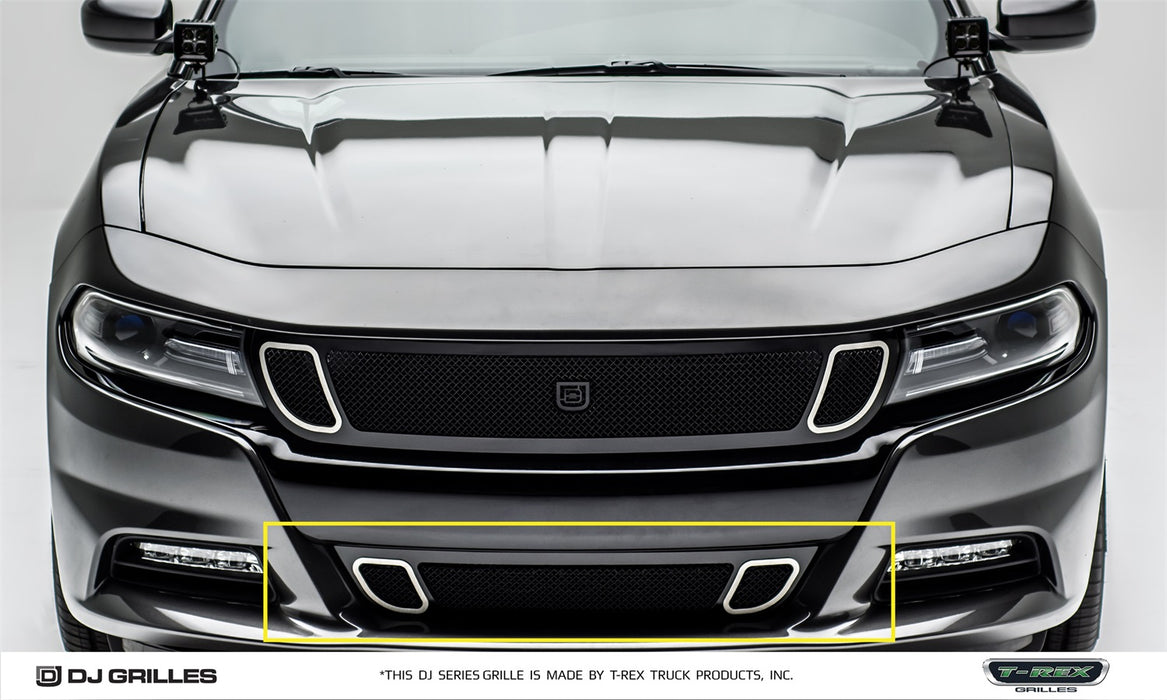 T-Rex Grilles DJ24801 DJ Strada Series Bumper Grille; Small Mesh; Mild Steel; Black; 1 Pc; Overlay; - Truck Part Superstore