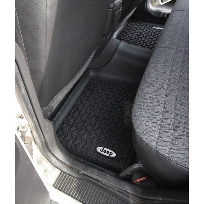 Rugged Ridge DMC-12950.19 All Terrain Floor Liner; Rear; 1 pc.; Black; w/Jeep Logo; - Truck Part Superstore