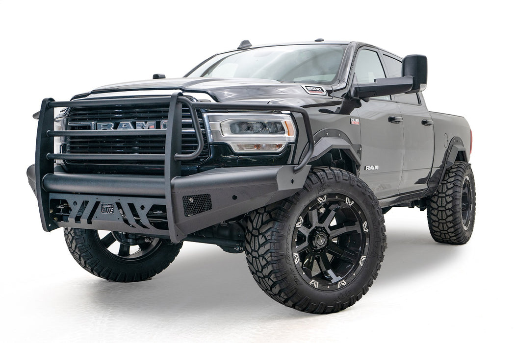 Fab Fours DR19-Q4460-1 Elite Front Bumper; Black Steel; Front w/Full Guard; - Truck Part Superstore