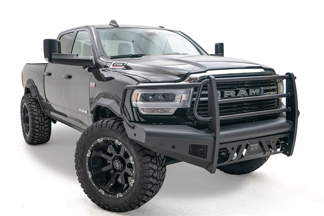 Fab Fours DR19-Q4460-1 Elite Front Bumper; Black Steel; Front w/Full Guard; - Truck Part Superstore