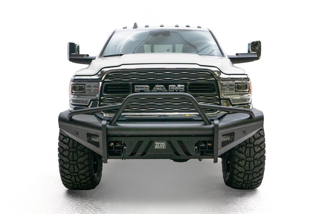 Fab Fours DR19-Q4462-1 Elite Front Bumper; Black Steel; w/Pre-Runner Guard; - Truck Part Superstore
