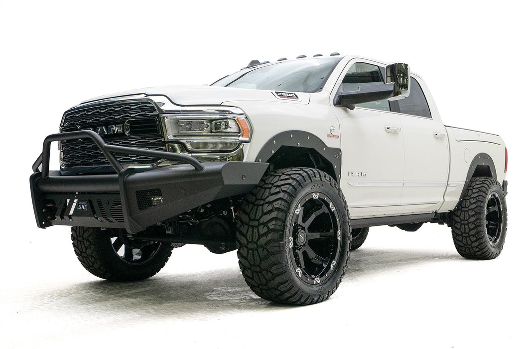 Fab Fours DR19-Q4462-1 Elite Front Bumper; Black Steel; w/Pre-Runner Guard; - Truck Part Superstore