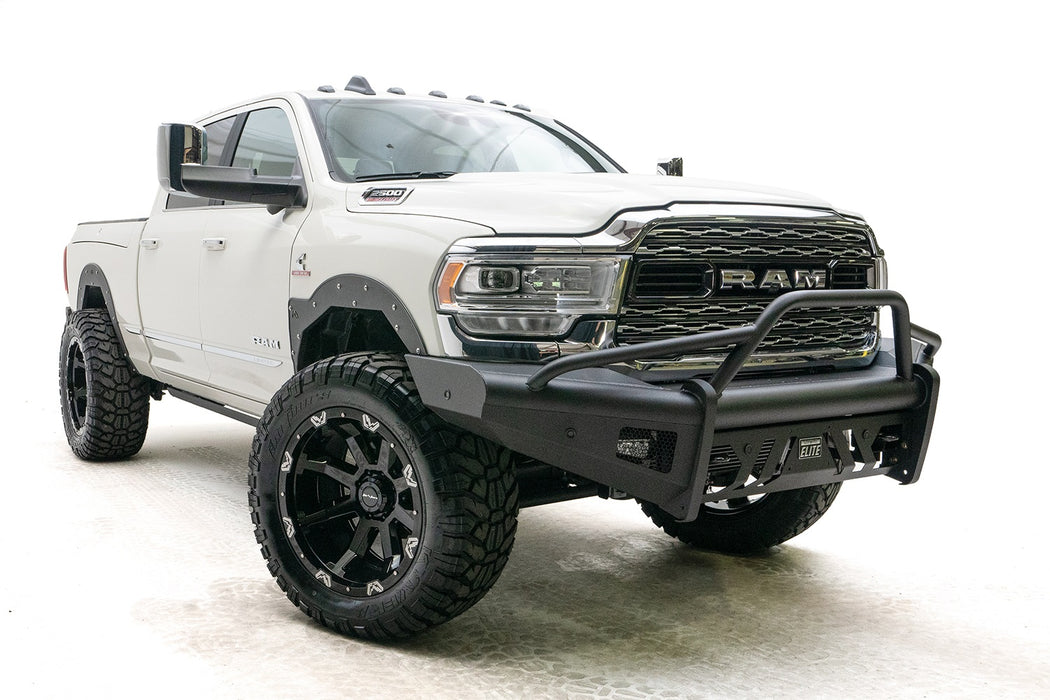 Fab Fours DR19-Q4462-1 Elite Front Bumper; Black Steel; w/Pre-Runner Guard; - Truck Part Superstore