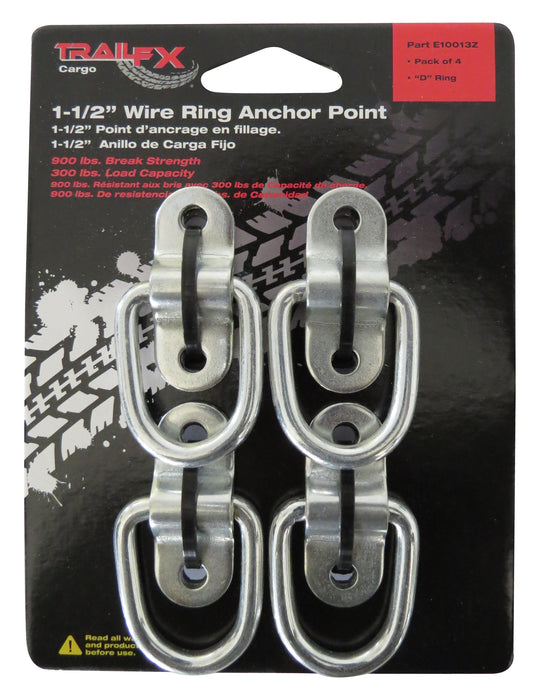 TrailFX E10013Z Bolt-On/ Weld-On Mount 1-1/2 Inch Ring 300 Pound Capacity Zinc Pack Of 4 - Truck Part Superstore