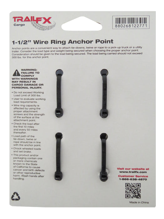TrailFX E10013Z Bolt-On/ Weld-On Mount 1-1/2 Inch Ring 300 Pound Capacity Zinc Pack Of 4 - Truck Part Superstore