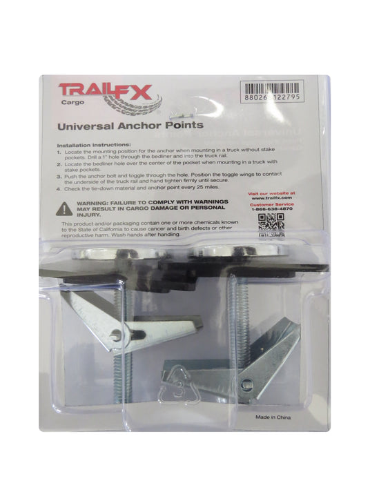 TrailFX E10031C Stake Pocket Mount Toggle Bolt Design Chrome Plated Pack Of 2 - Truck Part Superstore