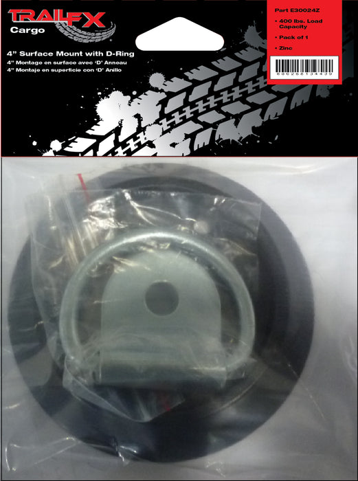 TrailFX E30024Z 1.5 Ring Dia 4 In Surface Mount 400 Lb Weight Rating/1200 Lb Break Strength Zinc - Truck Part Superstore