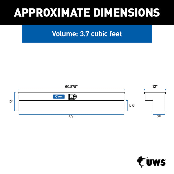 UWS EC30111-MK2 Bright Aluminum 60in. Truck Side Tool Box with Space-Saving Legs - Truck Part Superstore